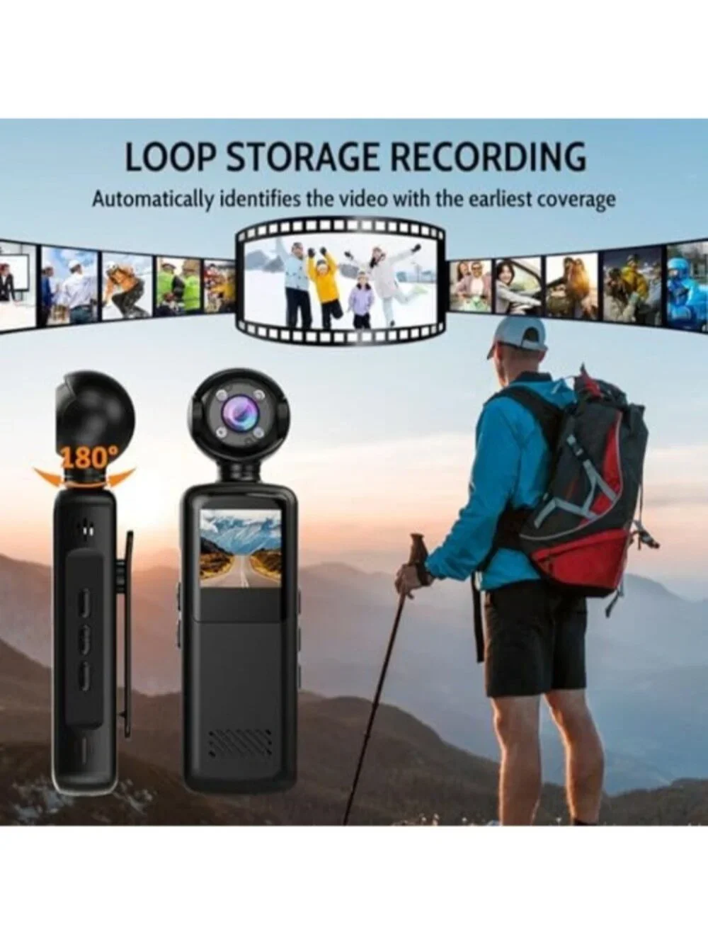 Pomya 1080P Full HD Action Camera, Mini Body Camera with Video with Night Vision